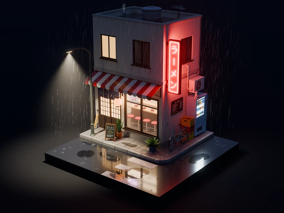 Ramen shop, night