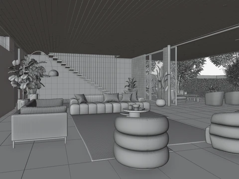Living room, mesh view