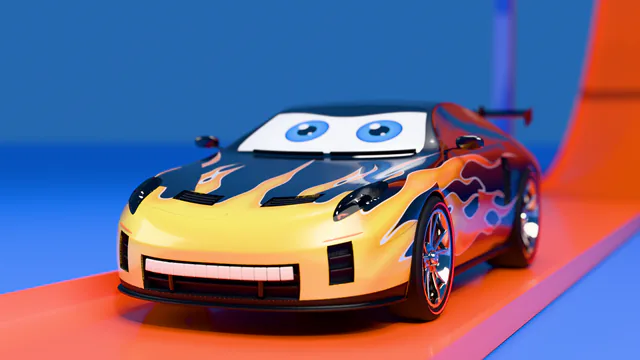 With a cartoon face