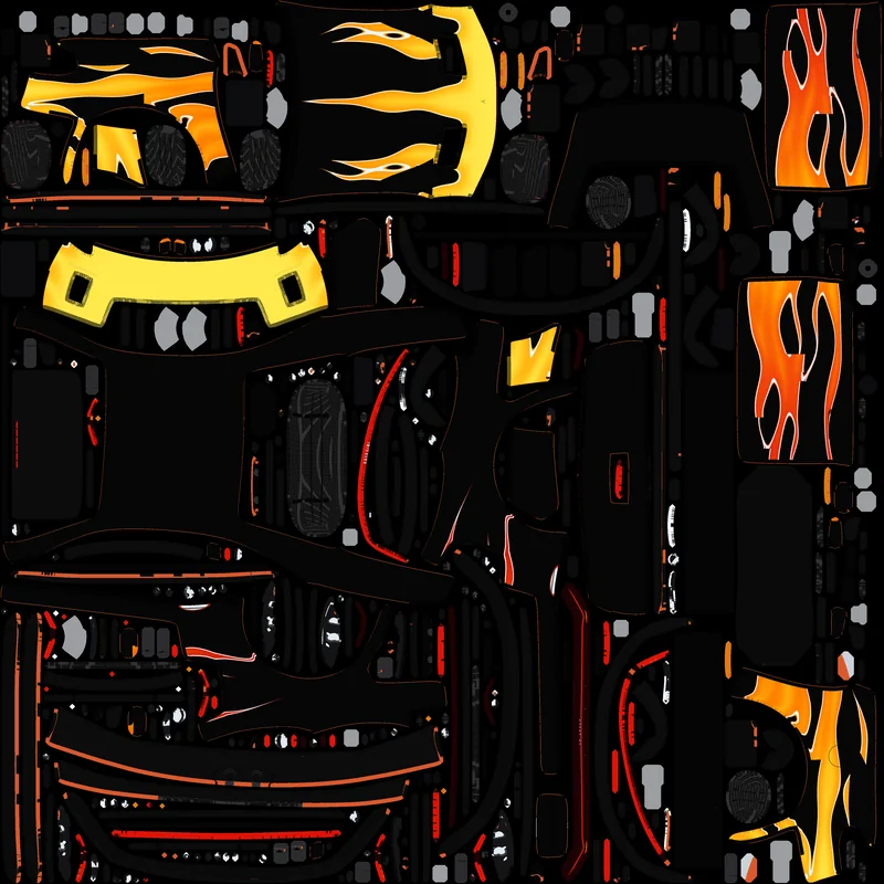 The body texture: flames and the bake · Base colour
