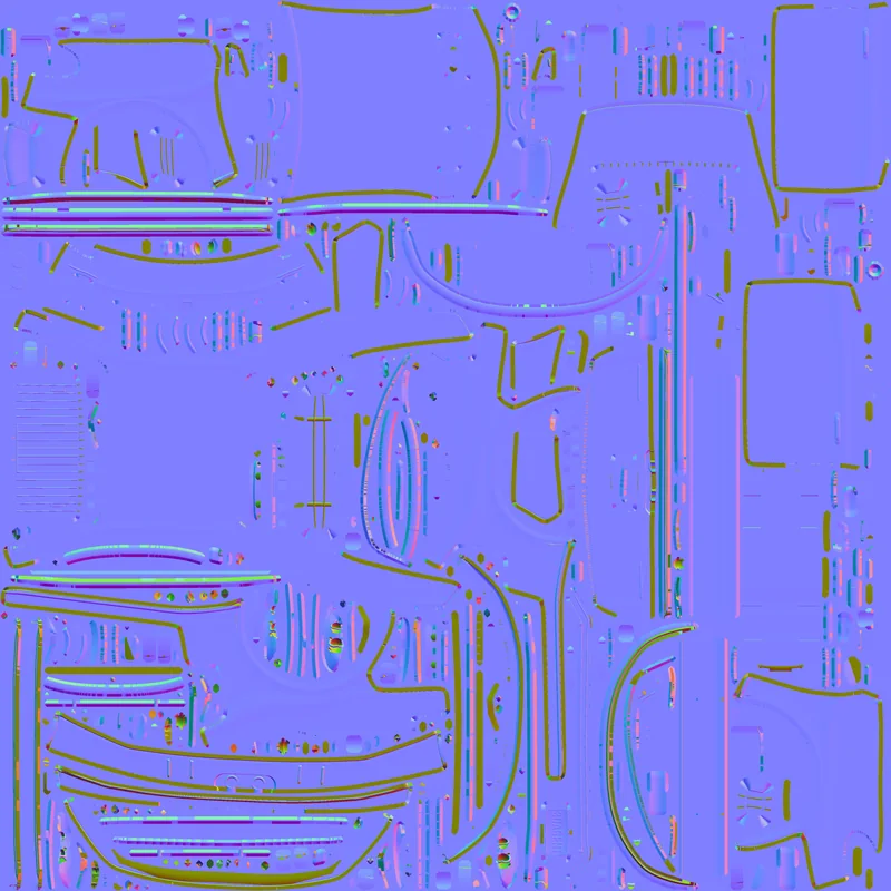 The body texture: flames and the bake · Normal map